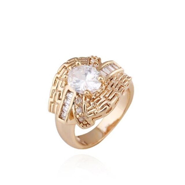  dámská módní jedinečný design 18k zlato zirkon prsten