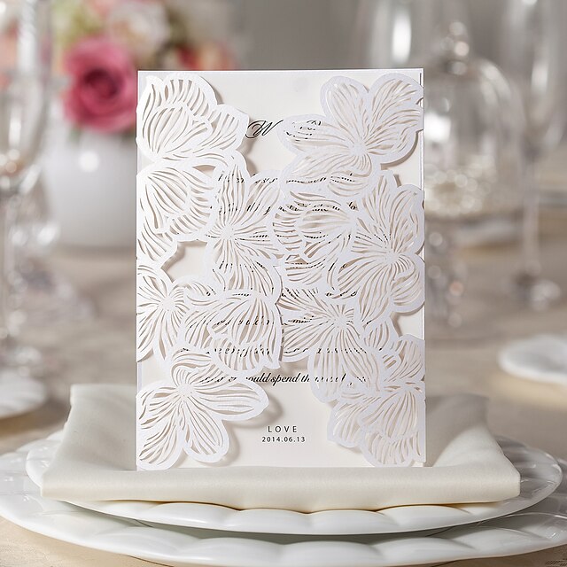  Ikke-personalisert Port-Fold Bryllupsinvitasjoner Invitasjonskort Blomster stil Kort Papir 5 × 7 ¼