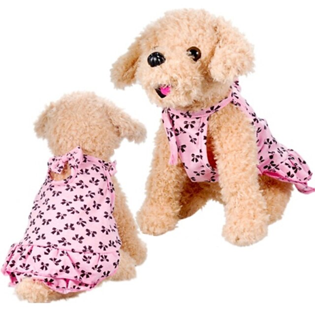  Hund Kjoler Hundetøj Lys pink Kostume Bomuld Sløjfeknude XS M L XL