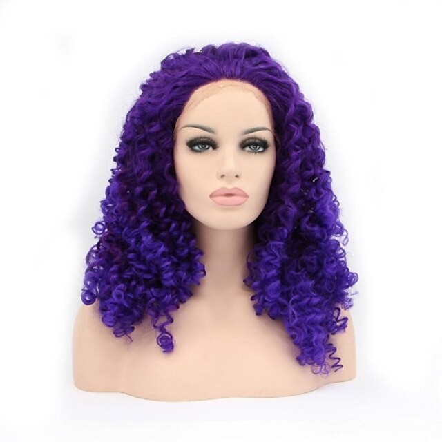  16 Inch Front Lace Synthetic Wig  Wave High Temperature Resistance Fibre 2 Tone Ombre