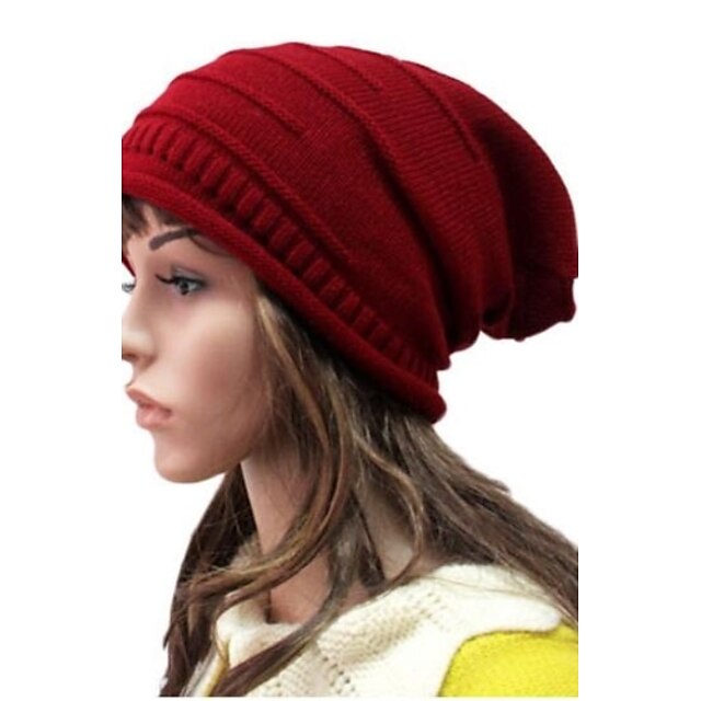  Femme Bonnet / Crochet Fin de semaine Couleur Pleine Chapeau