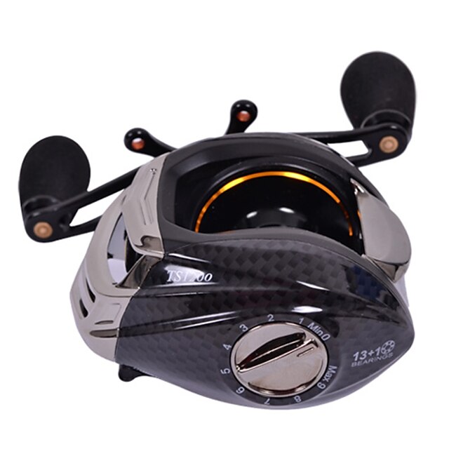  Fishing Reel Baitcasting Reel 6.3:1 Gear Ratio+13 Ball Bearings Right-handed Sea Fishing - TS1200