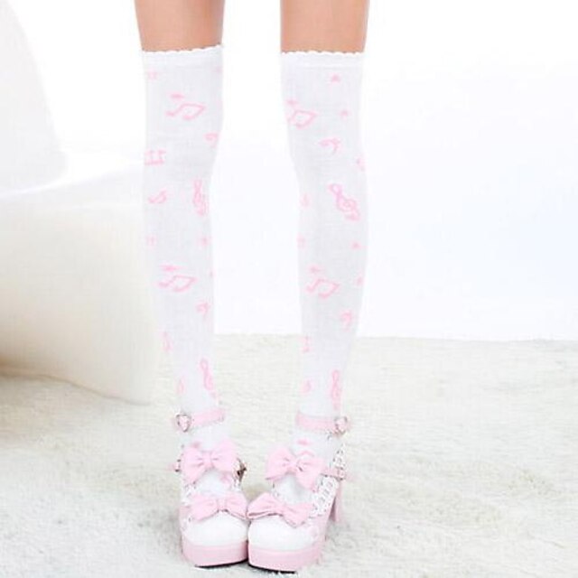  Princess Socks / Long Stockings Sweet Lolita Dress Lolita Women's Print Stockings Nylon Costumes