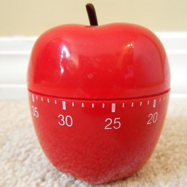 Red Apple Shaped Mechanical Kitchen Timer , Plastic 2.4