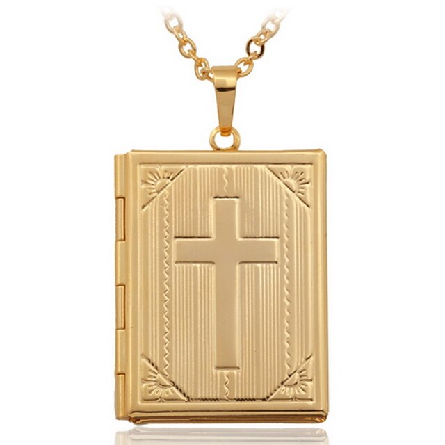  Women's Pendant Necklace Lockets Necklace Cross Ladies Fashion Christ 18K Gold Plated Copper Gold Plated Necklace Jewelry For Wedding