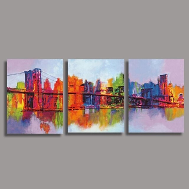  Hand-Painted Abstract Three Panels Canvas Oil Painting For Home Decoration