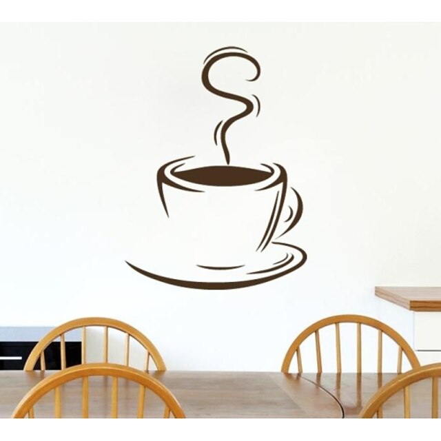  décalque de mur d'autocollant de mur jiubai ™ de modèle de tasse de café, 44cm * 60cm