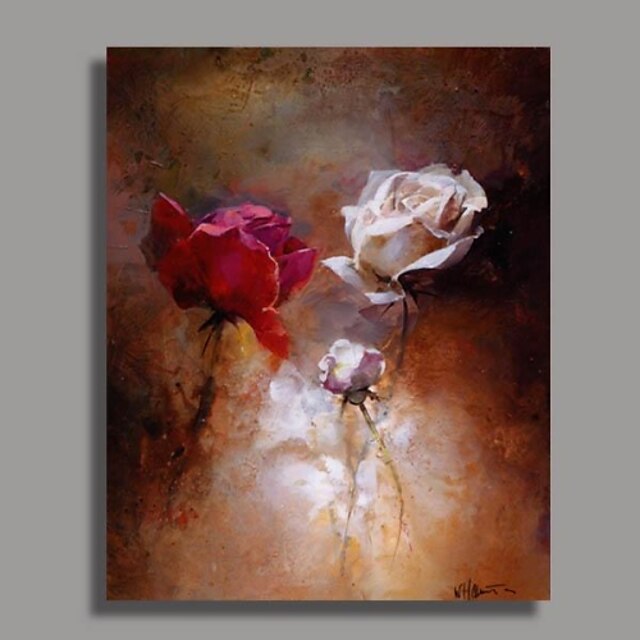  Oil Painting Hand Painted - Floral / Botanical Classic Traditional Stretched Canvas