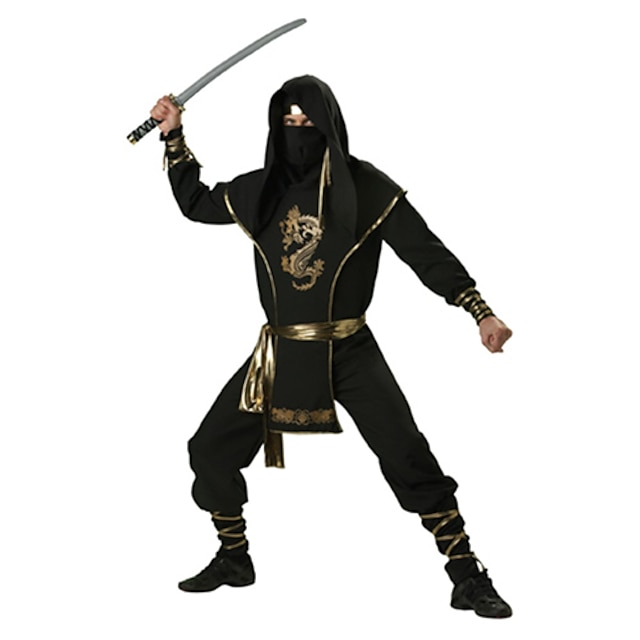  Halloween Costume é corajoso Ninja Men Preto Terylene