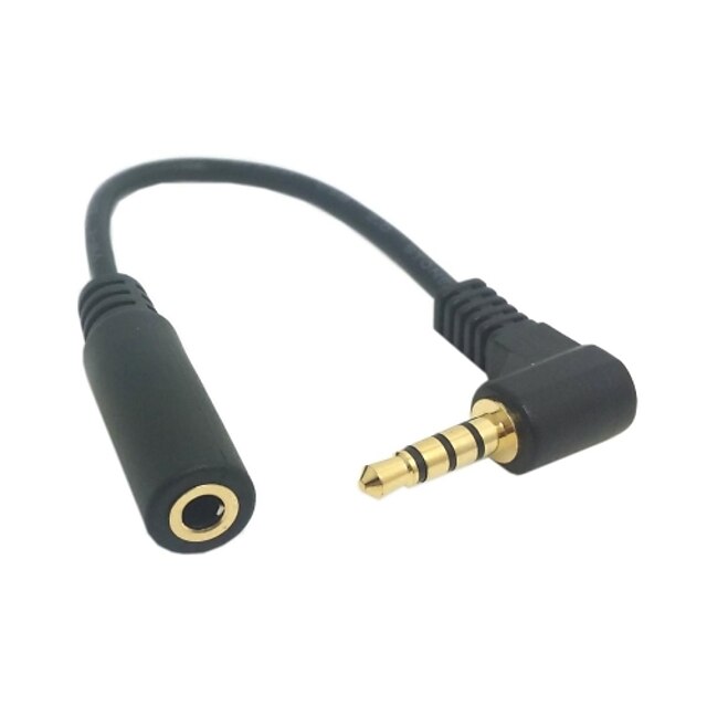  0.1M 0.3FT 90 Degree Right Angled 3.5mm 4 Poles Audio Stereo Male to Female Extension Cable