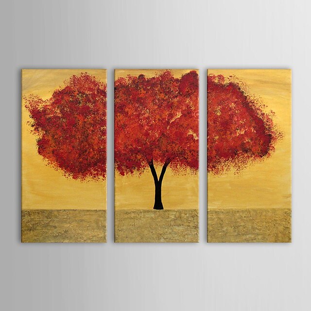  iarts®hand geschilderd olieverfschilderij landschap rode boom met gestrekte frame set van 3