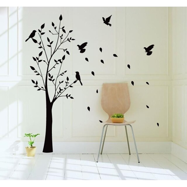  jiubai ™ velký strom a ptáci zeď nálepka Lepicí obraz na stěnu, 165 cm výška