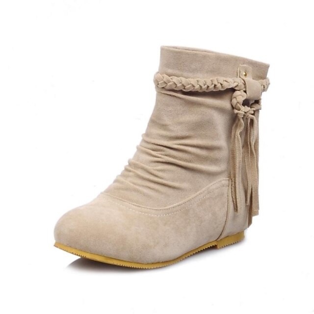  Feminino Sapatos Outono Inverno Sem Salto Botas Curtas / Ankle Mocassim Para Social Preto Marrom Bege Amarelo