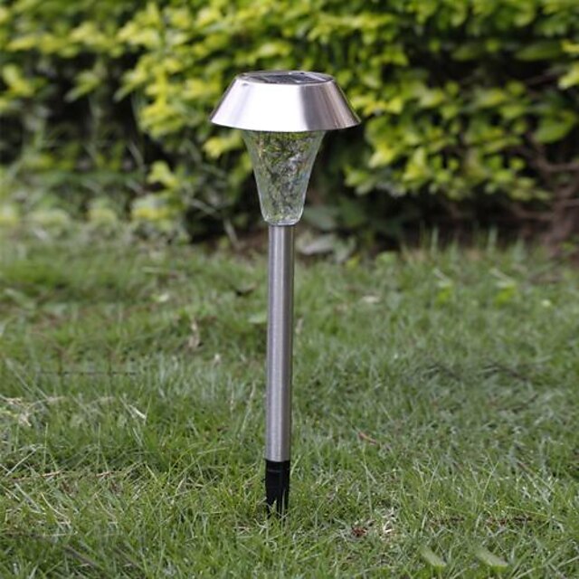  1-LED Whte Solar Stainless Steel Lawn Light Pathway Garden Lamp