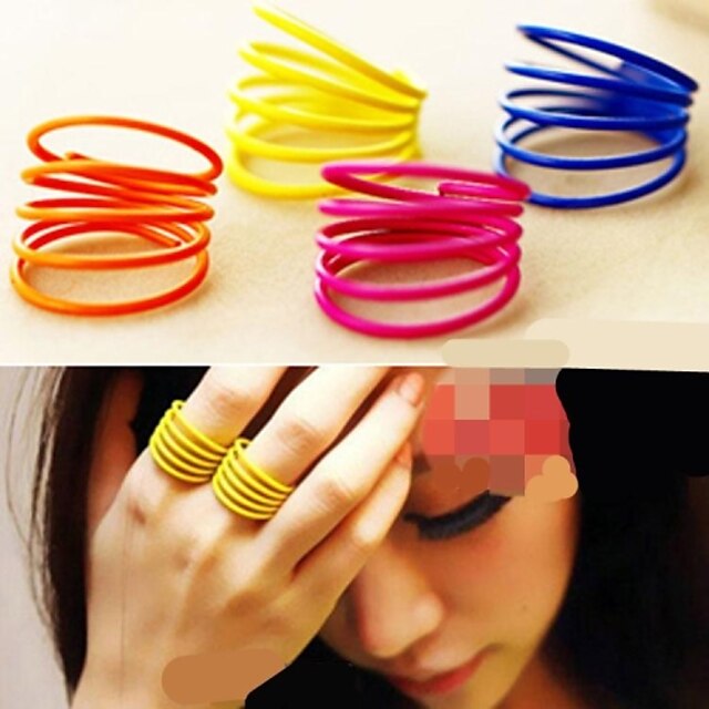  Women's Layered Band Ring - Alloy Personalized, Cute, Multi Layer 7 Yellow / Rose / Blue For Party Daily Casual