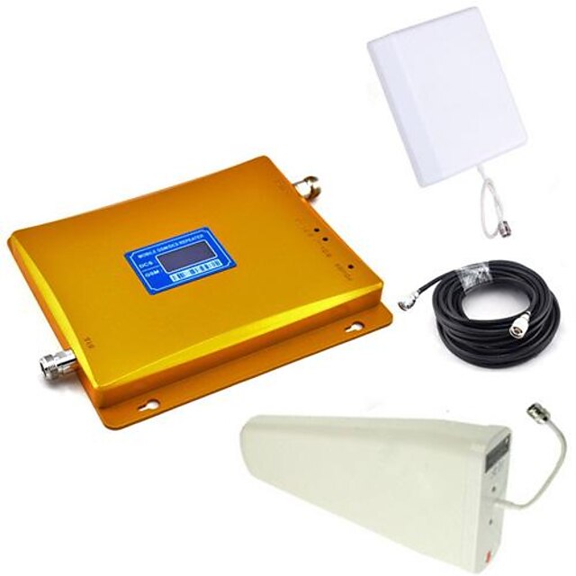  LCD Display GSM & DCS Mobile Phone Dual Band Signal Booster + Log Periodic Antenna + Planar Antenna with Cable