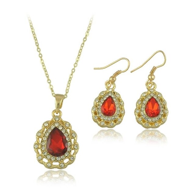  As the Picture Crystal Jewelry Set - Include Black / Red For Wedding Daily / Earrings / Necklace