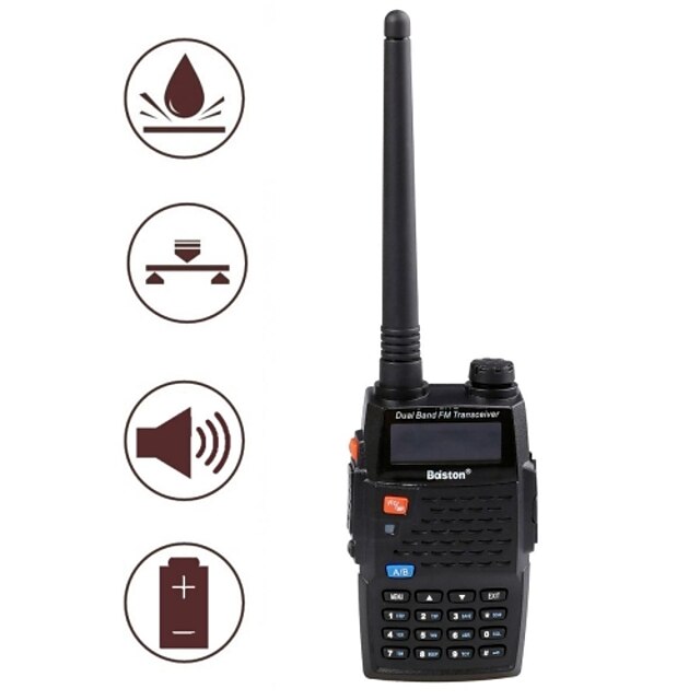 baiston bst-598uv vanntett støtsikkert dual-band dual-skjerm dual-standby walkie talkie - svart