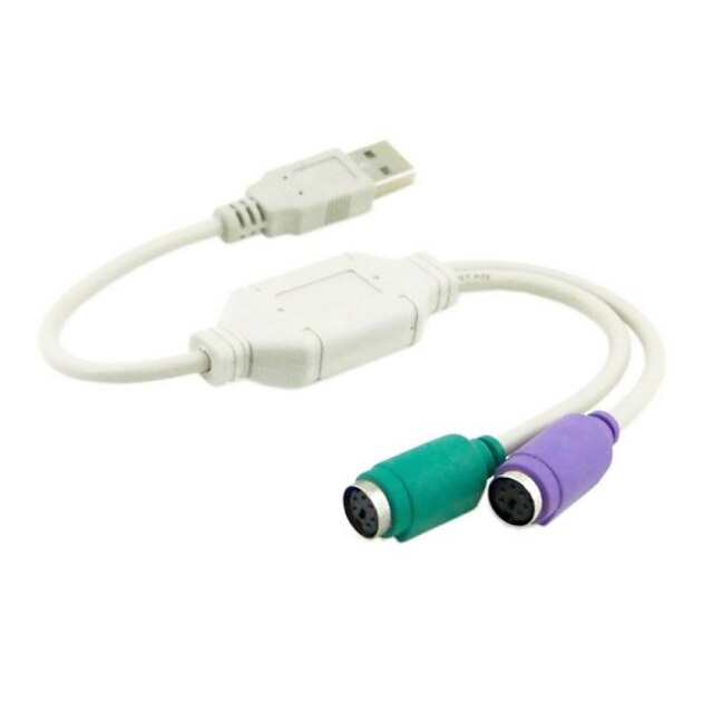  ps2 double ps / 2 Mini DIN 6 broches vers USB câble convertisseur 2.0 de l'adaptateur pour PC portable clavier souris