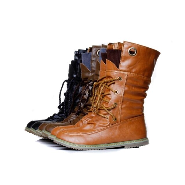  Damen Niedriger Heel Schnürsenkel Kunstleder 20.32-25.4 cm Komfort / Springerstiefel Herbst / Winter Tan / Braun / Schwarz