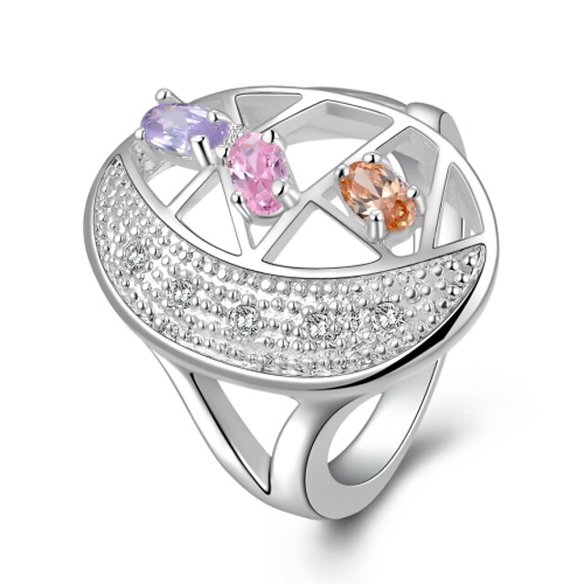  Meles Elegant Silver Zircon Ring