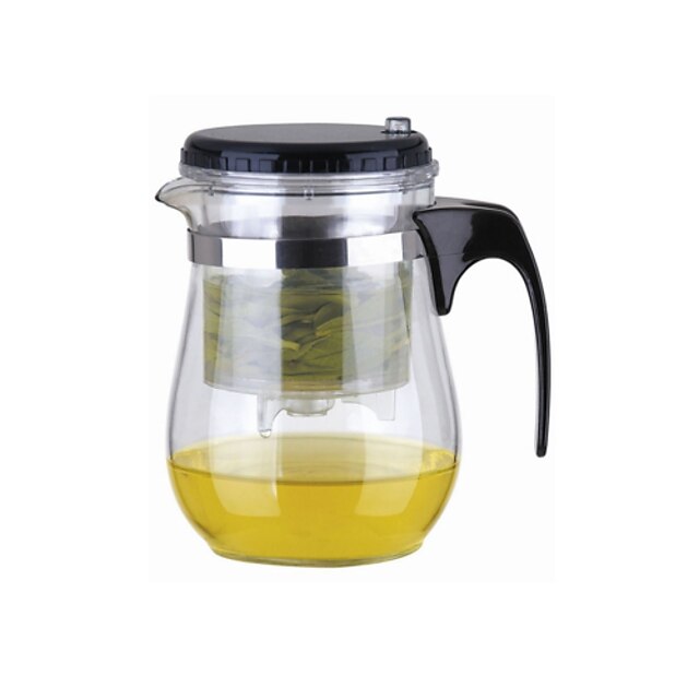  Easy Push Button Strainer Glas Tea Pot med lås (500 ml)