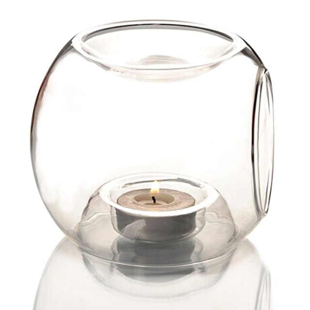  Square Glass Candlestick with Scented Candle