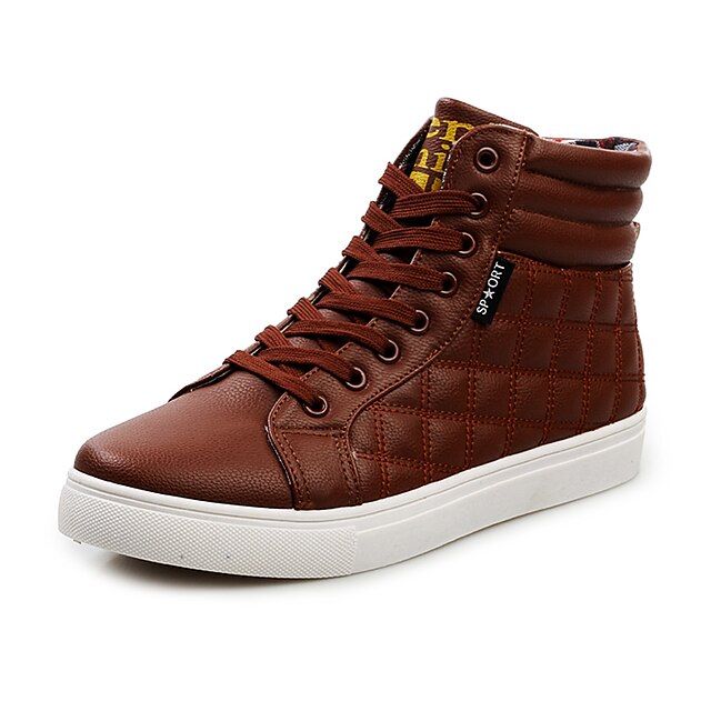  Men's Shoes Leatherette Spring Summer Fall Winter Lace-up For Casual Black White Brown Yellow