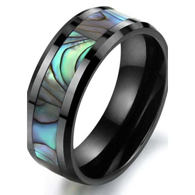  Men's Band Ring - Ceramic, Cowry Unique Design, Fashion 6 / 7 / 8 / 9 / 10 Black For Wedding Party Daily
