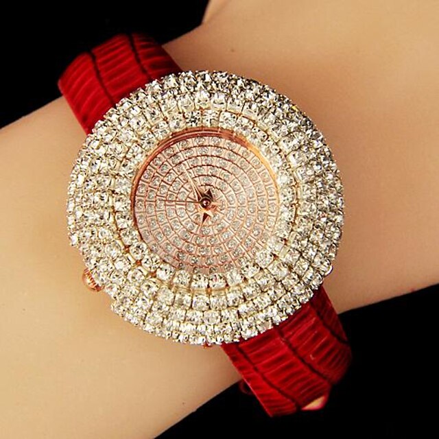  שעון האופנה לנשים מפוארות המעודן חגורת יהלומים