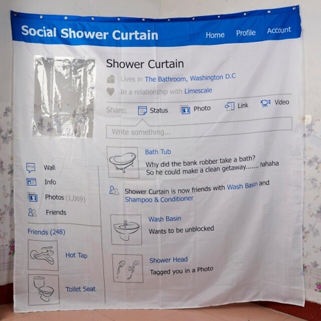  Vina  Social Website Design European Water-proof polyester Bath shower curtain
