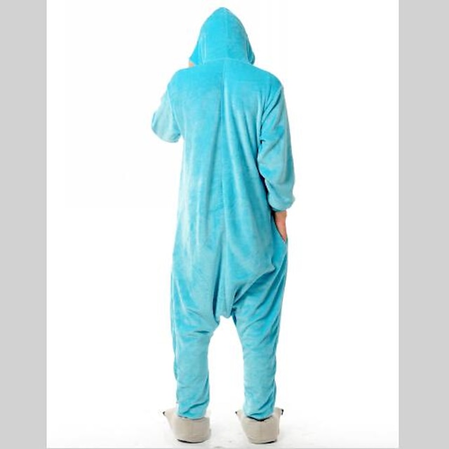 Toys & Hobbies Cosplay & Costumes | Fierce Blue Shark Adult Flannel Kigurumi Pajamas Animal Sleepwear Suit with Slippers - KG754