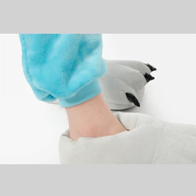 Toys & Hobbies Cosplay & Costumes | Fierce Blue Shark Adult Flannel Kigurumi Pajamas Animal Sleepwear Suit with Slippers - KG754