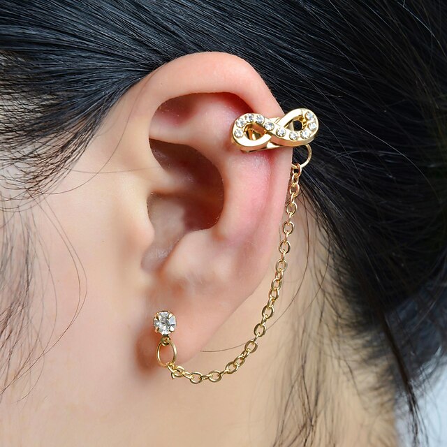  Γυναικεία Χειροπέδες Ear Πολυτέλεια Στρας Προσομειωμένο διαμάντι Σκουλαρίκια Κοσμήματα Για Γάμου Πάρτι Καθημερινά Causal Αθλητικά