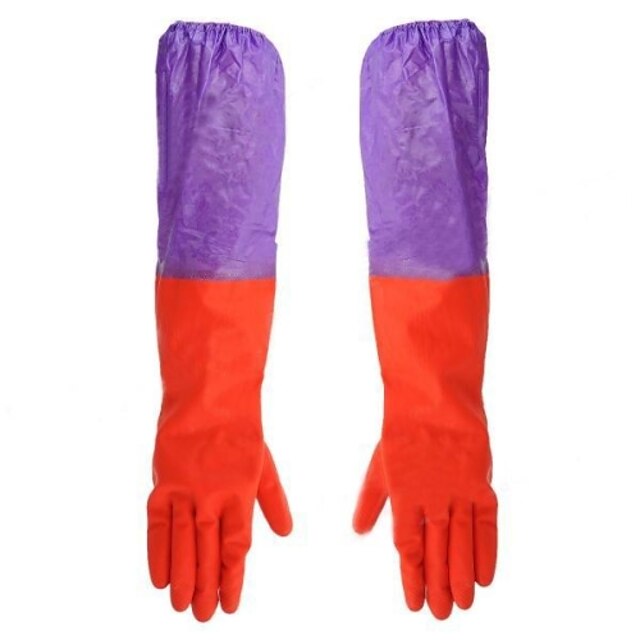  paire de gants de nettoyage en caoutchouc imperméable à l'eau en coton à deux sections