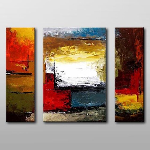  Oil Painting Hand Painted Abstract Classic Stretched Canvas / Three Panels With Stretched Frame