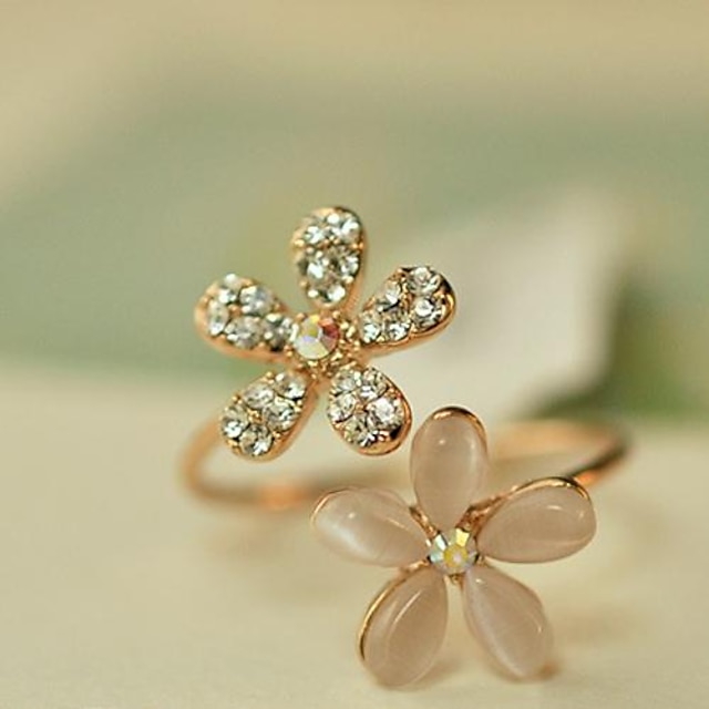 Women's Band Ring thumb ring Golden Opal Imitation Diamond Alloy Ladies Open Daily Jewelry Flower Daisy Adjustable / Rhinestone