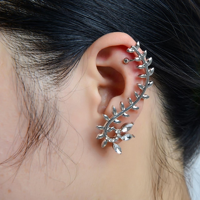 Pentru femei Cătușe pentru urechi Căști de cățărare Leaf Shape Lux Ștras Diamante Artificiale cercei Bijuterii Pentru Nuntă Petrecere Zilnic Casual Sport