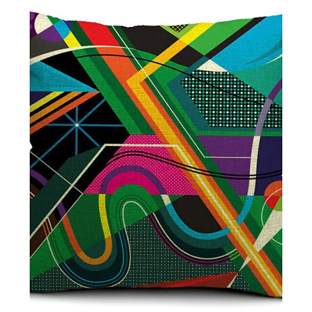  Colorful Geometric Sketch Cotton/Linen Decorative Pillow Cover