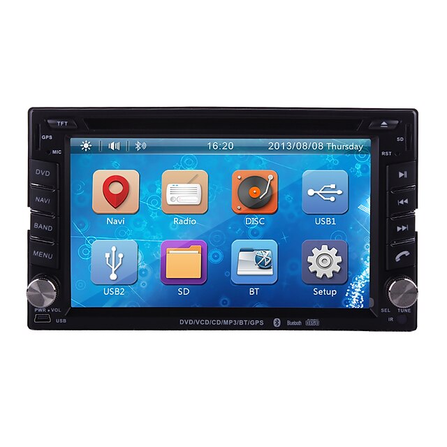  6.2 inch 2 DIN Windows CE 6.0 / Windows CE In-Dash Car DVD Player Touch Screen / GPS / Built-in Bluetooth for Support / iPod / RDS / Steering Wheel Control / 3G (WCDMA) / Subwoofer Output