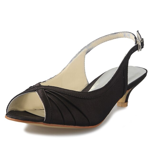  Dame Satin Forår / Sommer / Efterår Slingback Sko Lave hæle Gyldent / Beige / Lilla / Bryllup