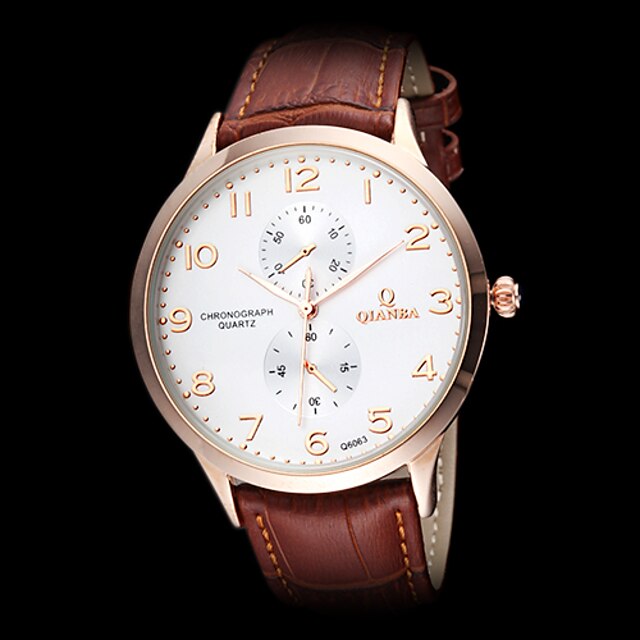  Men‘s Dress Style Leather Band Quartz Wrist Watch (Assorted Colors) Cool Watch Unique Watch
