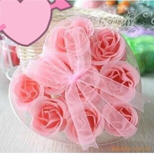  9 романтических форме сердца розы мыло цветы (случайный цвет)