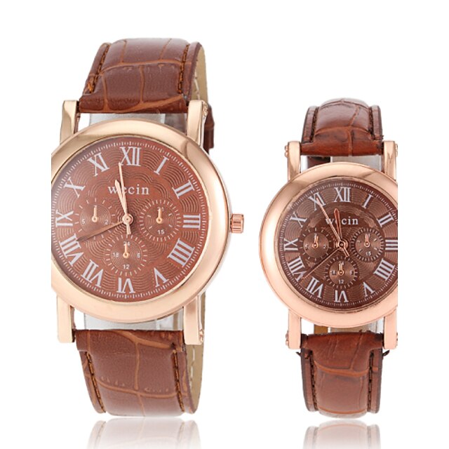  Men's Women's Couple's Wrist watch Fashion Watch Casual Watch Quartz Hot Sale PU Band Charm Black White Red Brown