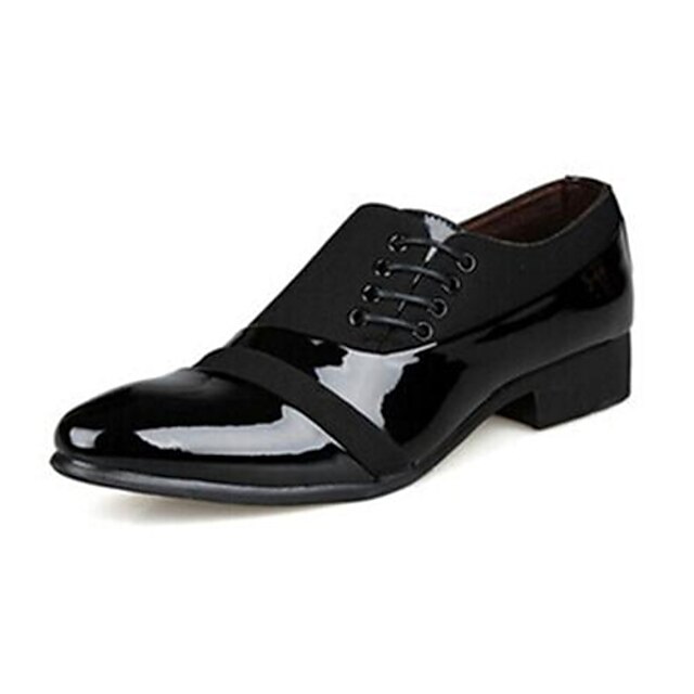  Men's Shoes Patent Leather Spring / Summer / Fall Comfort / Novelty / Moccasin Low Heel Lace-up Black / Party & Evening / Formal Shoes / Formal Shoes