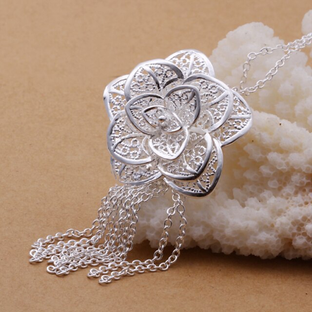  Vilin серебра цветок кулон ожерелье женщин
