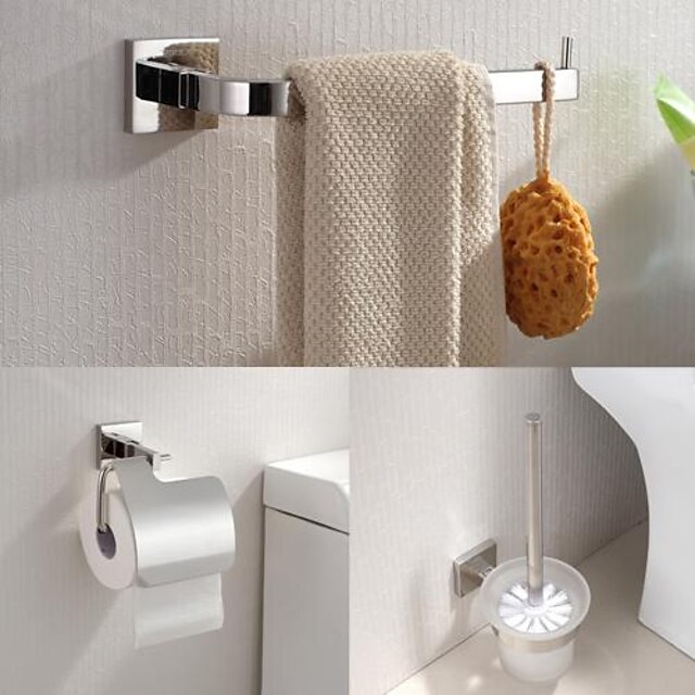  Set di accessori per il bagno Moderno Acciaio inossidabile 3 pezzi - Bagno dell'hotel Portarotoli / torre bar / Portaspazzolone WC