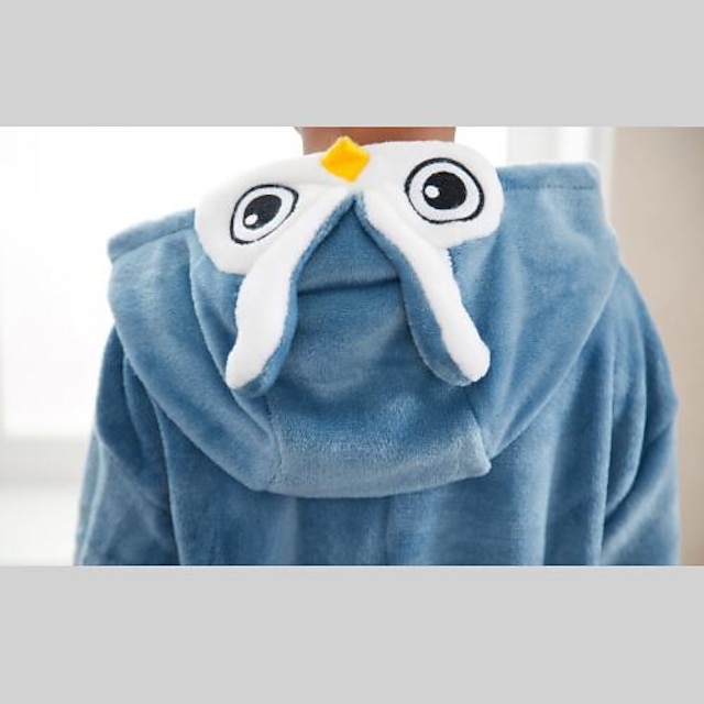 Toys & Hobbies Cosplay & Costumes | Mint Blue Owl Coral Fleece Kids Kigurumi Pajamas Suit (Slippers Size:21cm) - EW37226