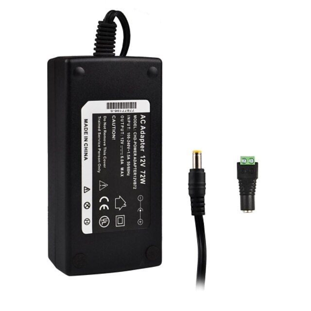  Alimentation 72W 12V 6A w/ 5.5 x 2.1mm DC Adapter for Surveillance Security Camera(AC 110-220V) pour la sécurité Systèmes 12*6cm 0.293kg