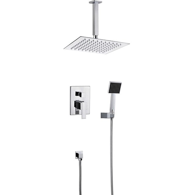  Douchekraan - Hedendaagse Chroom Muurbevestigd Keramische ventiel Bath Shower Mixer Taps / Messing / Twee handgrepen Vijf Gaten